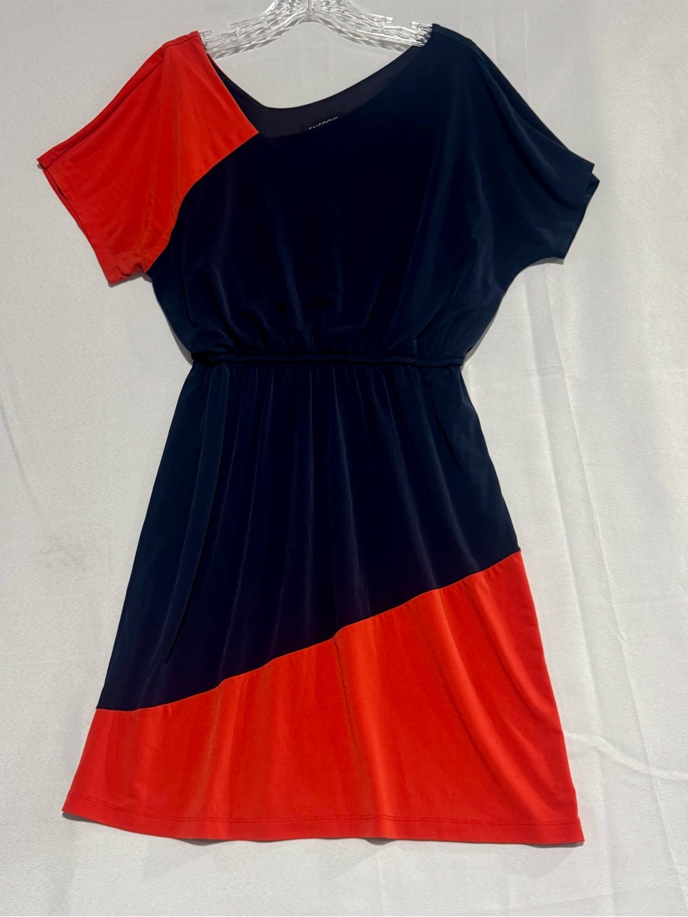 Enfocus Studio Navy and Orange Colorblock Dress